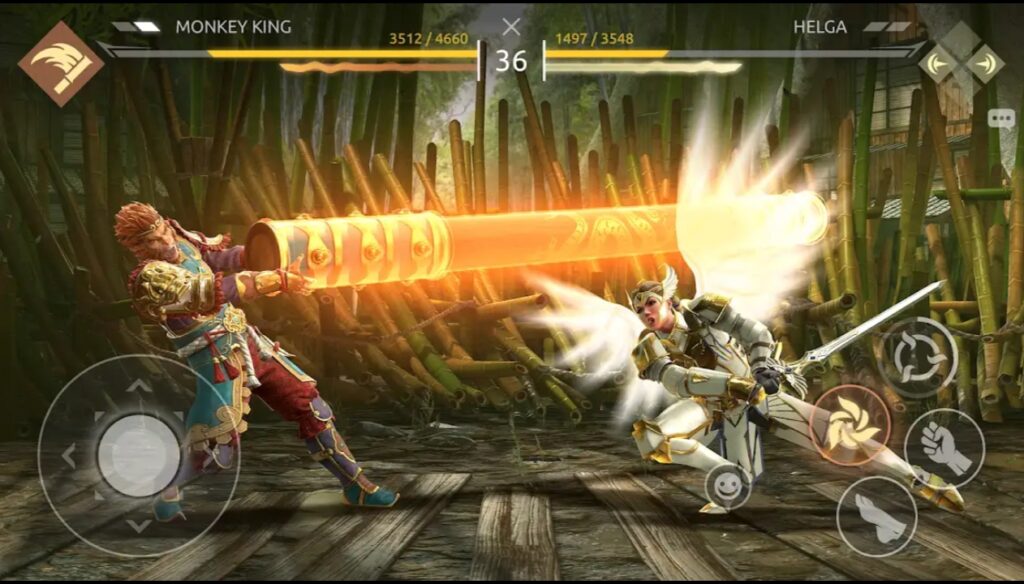 Shadow Fight 4 character performing a special kick move