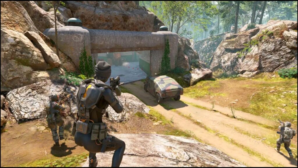 Battle Prime soldier firing assault rifle during intense combat