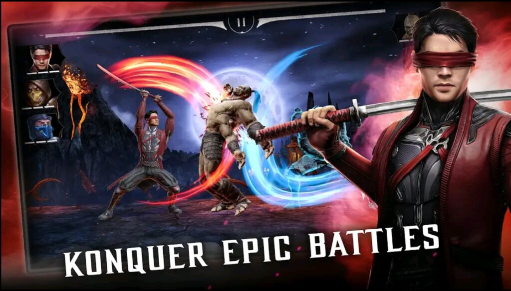 Mortal Kombat Mobile gameplay showing intense combat moves