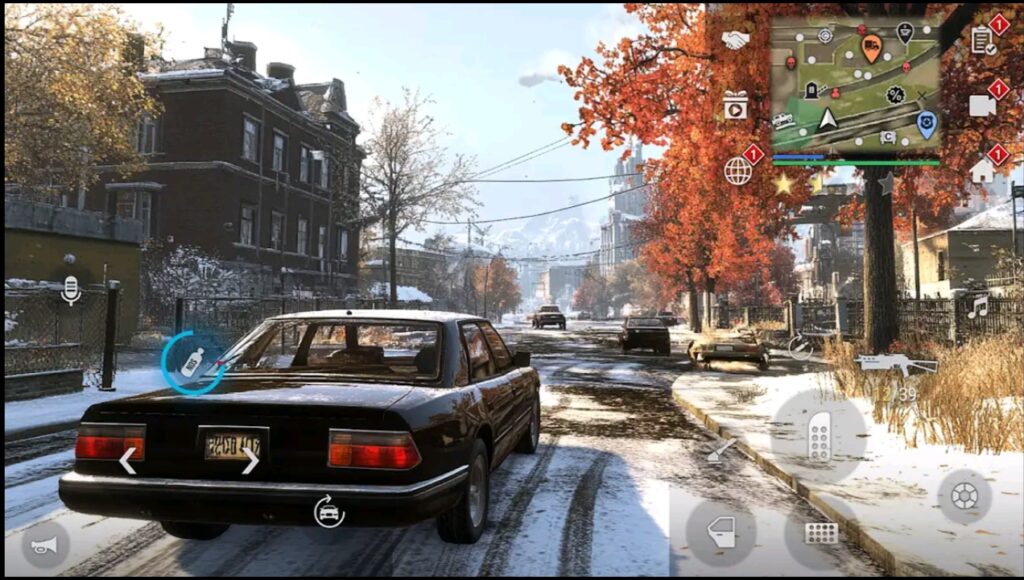 MadOut2 BigCityOnline gameplay screenshot featuring open-world driving and city exploration in offline mode. In the best offline open world games for Android